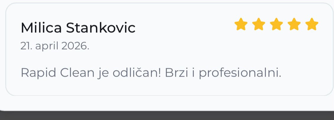 Recenzija klijenta o Rapid Clean čišćenju